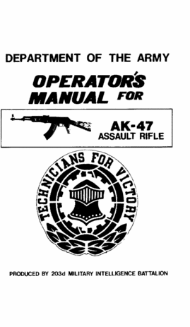 Product picture AK 47 Assault rifle operators manual 